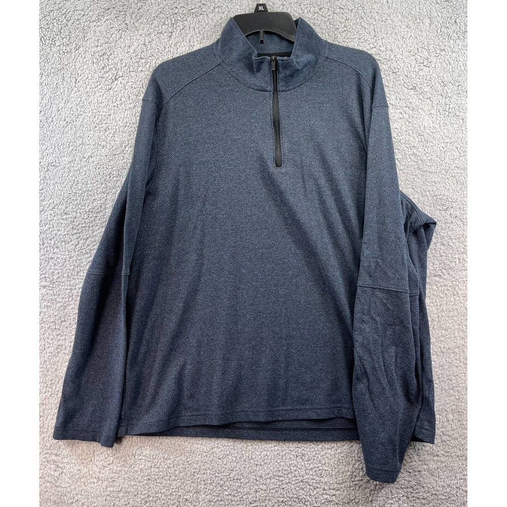 Marc Anthony Shirt mens Size XXL 1/4 Zip Mock Neck Knit Shirt Pullover Blue